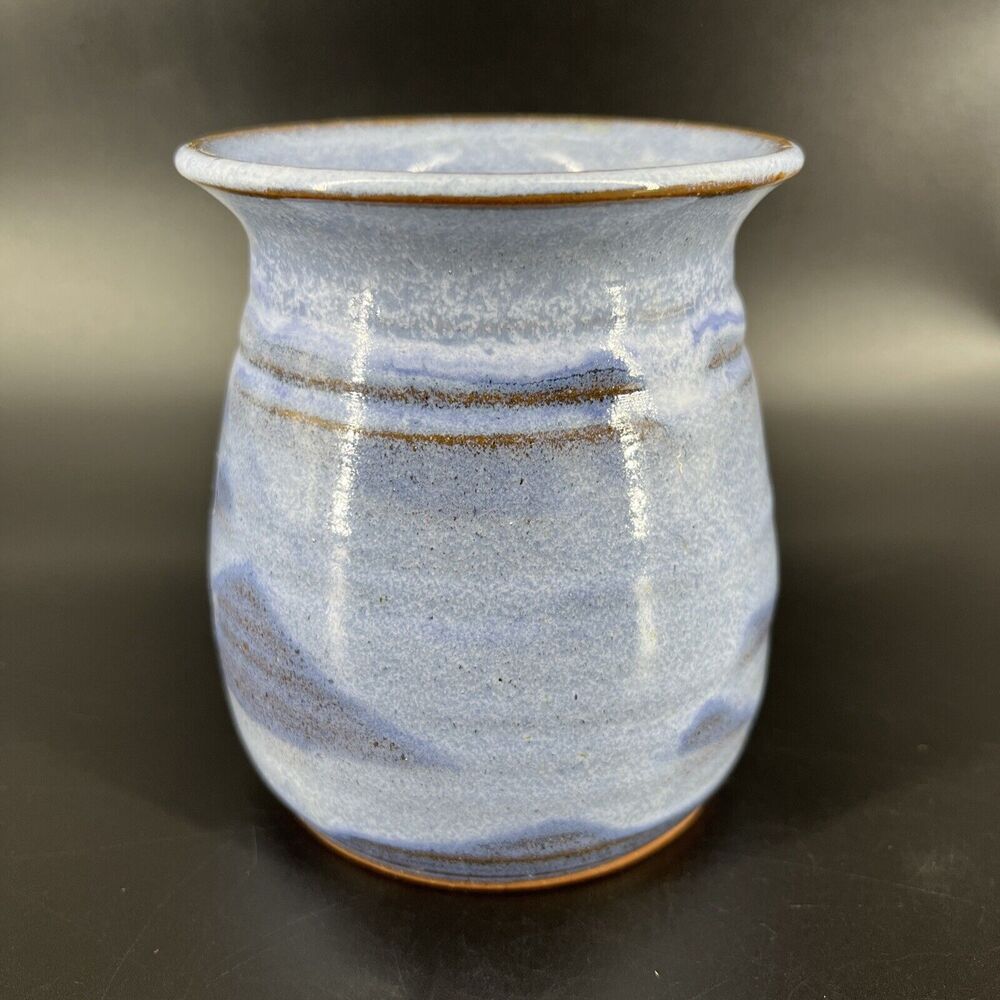 Steve Ashley Studio Art Pottery Blue Glazed Vase Stoneware Signed